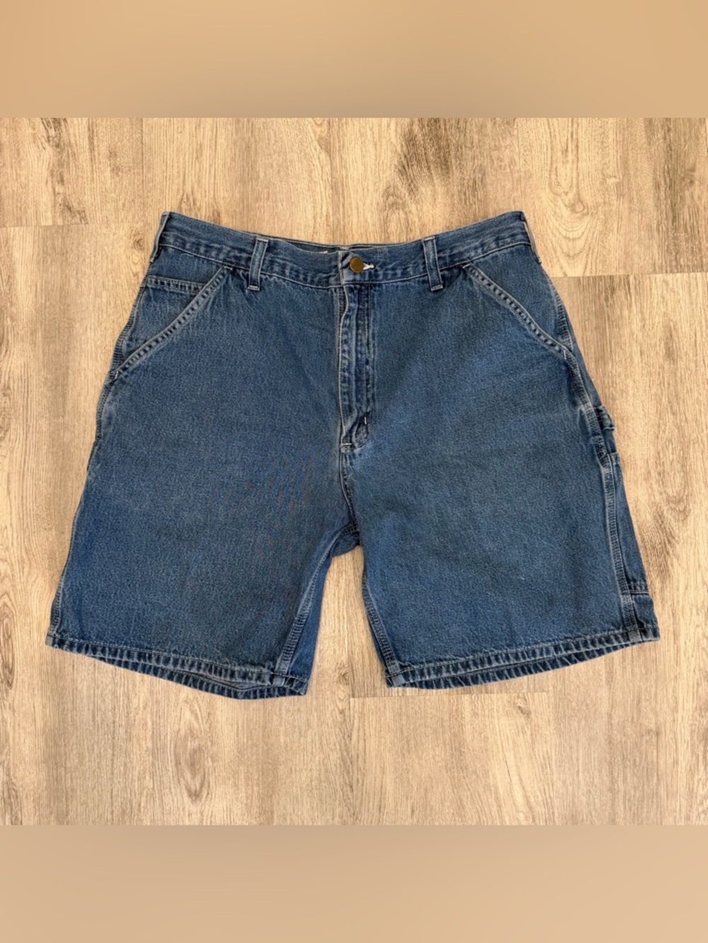 Carhartt Denim Carpenter Shorts Medium Wash Workwear 34